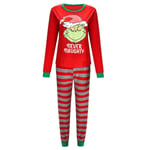 Jul familj matchande pyjamas Grinch print topp randiga byxor pyjamas set Women S