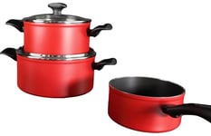 Fagor Maxima Casserole à Induction 16 cm, Aluminium forgé, épaisseur 4 mm, Anti-adhésif écologique XYLAN Plus sans PFOA, Convient pour Toutes Les Cuisines, vitrocéramique, gaz, Lave-Vaisselle, Rouge