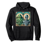 Alien Species Cthulhu and Grey Alien Pullover Hoodie