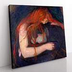 The Vampire Vol.1 by Edvard Munch Classic Painting Canvas Wall Art Print Ready to Hang, Framed Picture for Living Room Bedroom Home Office Décor, 35x35 cm (14x14 Inch)