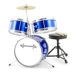 World Rhythm Kit de batterie pour enfant - 3 pièces - Bleu - Avec trône et baguettes