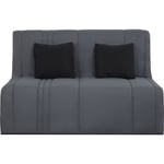 Banquette BZ 2 places EVASION - Tissu gris perle - Matelas SIMMONS - 440 ressorts ensachés - Couchage 188x138 cm