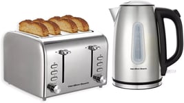 Hamilton  4 Slice Toaster Brushed & Polished Stainless Steel jug kettle set