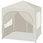 WOLTU Pop-up Gazebo, Gazebo with Sides 2m x 2m, Folding Event Shelter for Outdoor, Garden, Camping, Height Adjustable, Waterproof, UV-Protection, with Carry Bag, Beige, PVL0014be-UK