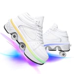 Patins À roulettes pour Adulte Déformer Lumineuses Chaussures À roulettes Double Patins avec LED 7 Types De Lumières Et 4 Modes Voyage Confortable