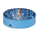 Relaxdays Piscine pour Chien, avec Valve, Pliable, 30 x 120 cm, pour rafraîchir Votre Animal, PVC & MDF, Bleu