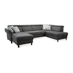 CAVADORE Ammerland Canapé avec Noyau en Plumes et canapé de Couchage avec longchair Gauche et méridienne à Droite/avec réglage de la tête de lit / 317 x 84 x 193 / Aspect Cuir Anthracite