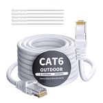 5 mètres Câble Ethernet extérieur CAT6 Blanc,câble réseau Internet,Gigabit,robuste,étanche,pose directe,pour caméra POE,câble de raccordement,LAN Long Cat 6/5e/5 RJ45 + 25 attaches de câble.[G1194]