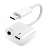 SiGN USB-C till 3.5mm AUX Adapter, 3A - Ladda & Lyssna - Vit Vit