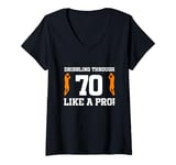 Womens 70th Birthday 70 Years Old Basketball Player Birthday V-Neck T-Shirt