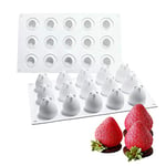 OCPO KITCHEN Moule en Silicone 3D en Forme de Fraise à 15 Cavités, Moule à Pâtisseries, Moules en Silicone pour Bonbon Biscuits Glace Bougie Gelée Petit Savon Décoration de Gateau Bricolage