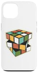 Coque pour iPhone 13 Puzzle rétro en forme de cube - Couleurs vives et géométriques