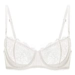 DOBREVA Femme Soutien Gorge Transparent avec Armature Sexy en Dentelle de Cils à Bretelles Convertibles Ivoire 85F