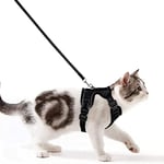 Wdmiya Harnais Chat Petit Chien Laisse Harnais Chaton 2-5 Mois Réglable Gilet Refléchissant Respirant, Collier Harnais et Laisses Sécurité Anti-évasion pour Lapin Chats et Chiots (XXS, Noir)