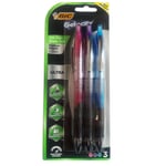 BIC Gelocity Gel Pens Black Blue Colours 3 & 4 Sets Stationery Kids Office New