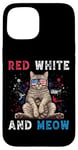 Coque pour iPhone 15 Rouge Blanc Et Miaou