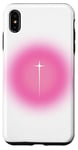 Coque pour iPhone XS Max Pink Aura Y2K Croix de foi chrétienne