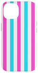 Coque pour iPhone 14 Rose Bleu rayé Esthétique Girly Preppy White Stripes