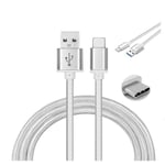 Cable de charge résistant Type C 3 Mètres chargeur pour Tablette Samsung Galaxy Tab A 2018 SM-T595 Couleur Argent -Marque YuanYuan