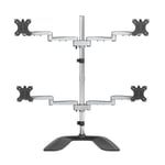 Startech Articulating Desktop Quad Monitor Stand - Free Standing Pole Mount