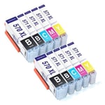 TONERMEDIA - x10 Cartouches Canon PGI 570 XL CLI 571 XL compatibles (2 Noir XL, 2 Noir, 2 Cyan, 2 Magenta, 2 Jaune)