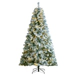 VEVOR Sapin de Noël Artificiel floqué Lumineux avec 550 LED Blanches - 2,3 m de Haut - avec 1346 Pointes de Branches - Base en métal pour la décoration