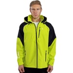 RANDY SUN Veste de pluie imperméable avec capuche pour homme et femme - Légère et réfléchissante - Softshell - Coupe-vent - Extérieur - Cyclisme - Randonnée, vert fluorescent, X-Large