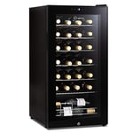 Subcold Viva28 LED – Under-Counter Wine Fridge Black | 3-18°C | Wine Cooler | LED + Lock & Key | Glass Door Drinks Cellar | Single-Zone (28 Bottle)