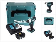 Akkukäyttöinen iskuporakone Makita DTD 155 RG1J 18 V 140 Nm 1/4" + 1 x 6,0 Ah -akku + laturi + Makpac