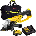 Dewalt DCG412N 18V XR 125mm Angle Grinder 1 x 4.0Ah Battery Charger & Tool Bag