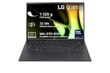 LG gram 14Z90S-G.AD78F - PC portable 14" 1 120g, écran IPS FHD+ 16:10, Plateforme Intel® Evo™ Ultra 7 155H, RAM 32Go, SSD 1To NVMe, Intel Iris Xe, Thunderbolt™ 4, Windows 11 Home, Clavier AZERTY, Noir