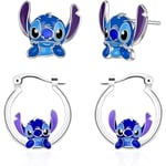 Stitch örhängen för flickor, Anime örhängen studs blå söta örhängen i rostfritt stål för kvinnor örhängen för örhängen tonårsflickor presenter