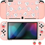 Coque Pour Switch Oled,Mignon Dockable Souple Silicone Protecteur Housse De Protection Cover Avec 2pcs Joycon Cover Et 2pcs Lumineux Pouce Poignée Capuchons,Rose