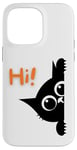 Coque pour iPhone 14 Pro Max Mur d'escalade pour chat noir avec inscription « Hi »