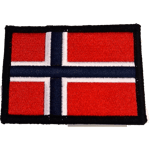 Patch - Brodert Norsk flagg med sort kant