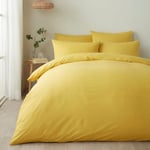 Appletree - Yellow Duvet Cover Sets - Super King Bedding Size (260 x 220cm) - Light Yellow Plain Duvet Cover Bedding - Soft & Luxury 100% Cotton - Hotel Bedding Style in Yellow