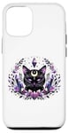 iPhone 14 Pro White Moon Cat Cute Black Cat Goth Witchy Cat Witch Cat Moon Case