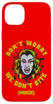 Coque pour iPhone 14 Plus Graphique Vampire Horror We Don't Bite Much Blood