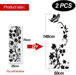 2kpl Black Flower Vine Seinätarrat PVC Jääkaappi Perhosseinätarra Irrotettava taidekoriste kotikeittiön kaappiin - 140 * 50cm