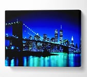 New York City Blue Nights Canvas Print Wall Art - Small 14 x 20 Inches