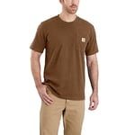 Carhartt K87 T-Shirt à Manches Courtes épais avec Poche Coupe décontractée Utilitaire de Travail, Noyer chiné, M Homme