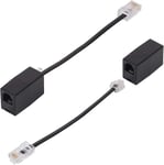 Lot de 2 adaptateurs RJ11 vers RJ45, cordon téléphonique noir RJ11 6P4C vers Ethernet RJ45 8P8C, connecteur pour cordon téléphonique RJ11 vers RJ45/modem ADSL.[G2484]