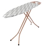 Beldray LA031596ROSEFEU7 Ironing Board - Folding Collapsible Ironing Table, Adjustable Iron Rest, 7 Height Options, Thick Underlay for Smooth Press, Heat Reflective Cover, Hanger Slots, 122 x 38 cm