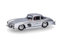 herpa Voiture Miniature Mercedes-Benz 300 SL Gullwing, échelle 1:87, pièce de Collection, fabriqué en Allemagne, modèle en Plastique, Couleur : Argent métallisé