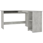 The Living Store - Bureau d'angle en forme de l Gris Béton 120x140x75 cm Aggloméré Gris