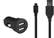 Chargeur voiture 2.1A Charge rapide Mini + Câble USB A/micro USB Noir Bigben - Neuf