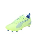 PUMA Unisex Kids Ultra 5 Play Fg/Ag Jr Soccer Shoe, Fizzy Apple Puma White Bluemazing, 5 UK