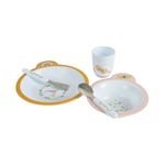 BEBE DOUCEUR, Set Repas 5 Pièces avec Assiette + Bol + Gobelet + Couverts Inox Fantasy Garden