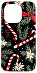 iPhone 15 Pro Christmas White Snowflakes With Candy Canes Holiday Xmas Case