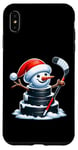 iPhone XS Max Cartoon Ice Hockey Puck Snowman with Santa Hat Christmas Case